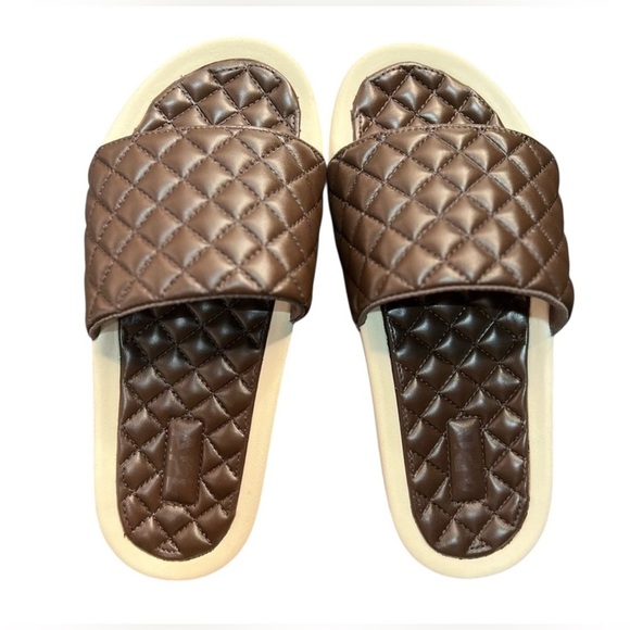 APL Lusso Slide Shoes Quilted Slip On Sandals Men’s Size 10 Chocolate/Pristine - Picture 2 of 16